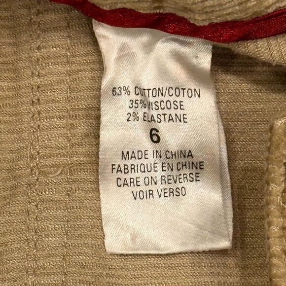Elie Tahari Tan Sheen Corduroy Cargo Pants Sz 6 Gorpcore Utiility Fall Autumn - Picture 13 of 14